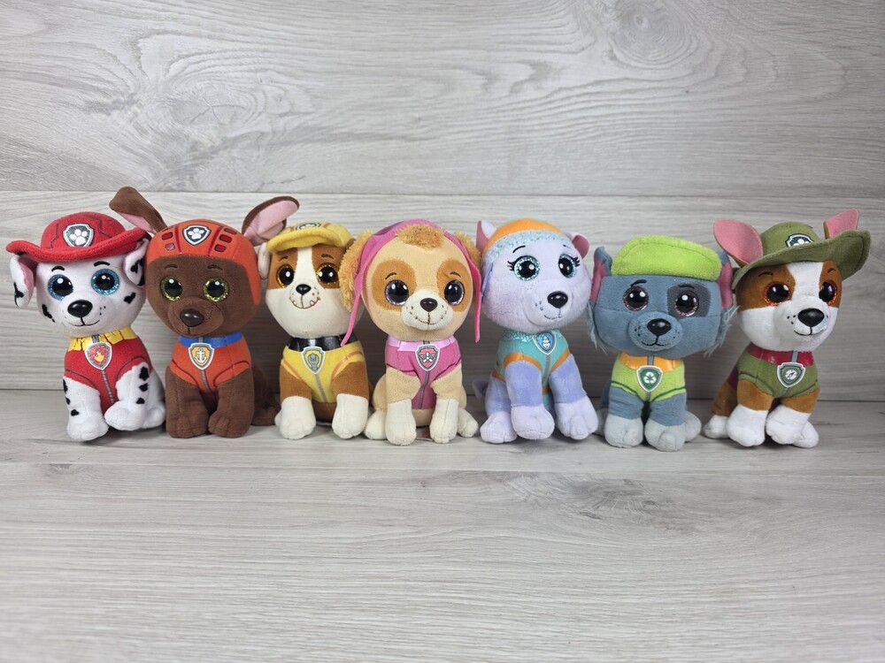 Ty Paw Patrol Set of 7 Plush Dog Character Patrol Marshall Zuma Rubble SU64